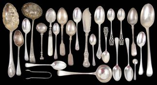 A collection of George III and later assorted silver flatware