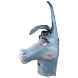 A novelty "Donkey" painted papier mache and cardboard pantomime mask