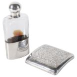 A Late Victorian silver and glass hipflask
