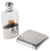 A Late Victorian silver and glass hipflask