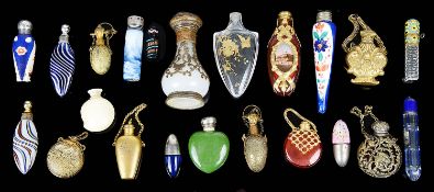 A collection of 19th century and later scent bottles and flasks