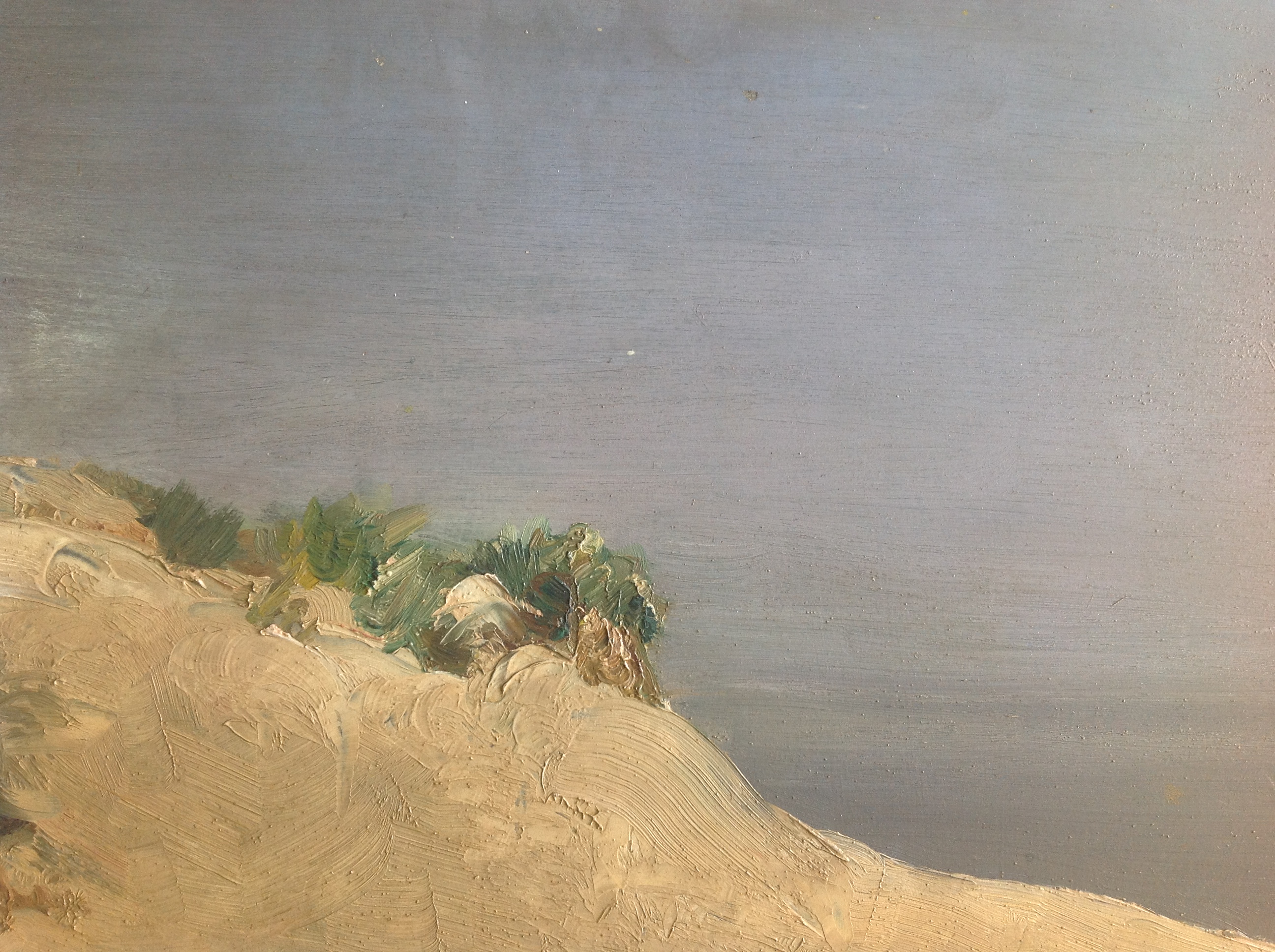 Late 19th c. Brit. School 'Sand dunes', oil on board - Image 3 of 4