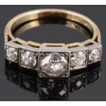 An Edwardian five stone diamond set ring
