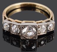An Edwardian five stone diamond set ring