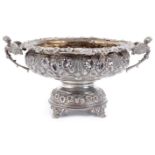 A 19th century Indian silver pedestal centrepiece bowl