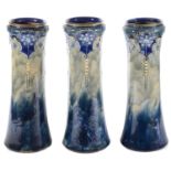 A set of three Royal Doulton stoneware Art Nouveau vases