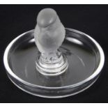 A Lalique frosted glass owl ring dish