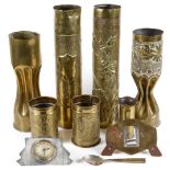 A collection of First War brass Trench Art