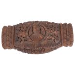 A late 18th century Fr. carved coquilla nut snuff box