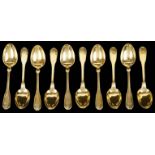 A set of ten Fr. Christofle silver gilt coffee spoons