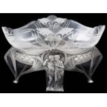 An early 20th Century German WMF Jugendstil Britannia metal and glass centrepiece bowl