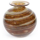 A large 1970s Isle of Wight Glass tortoiseshell banded vase