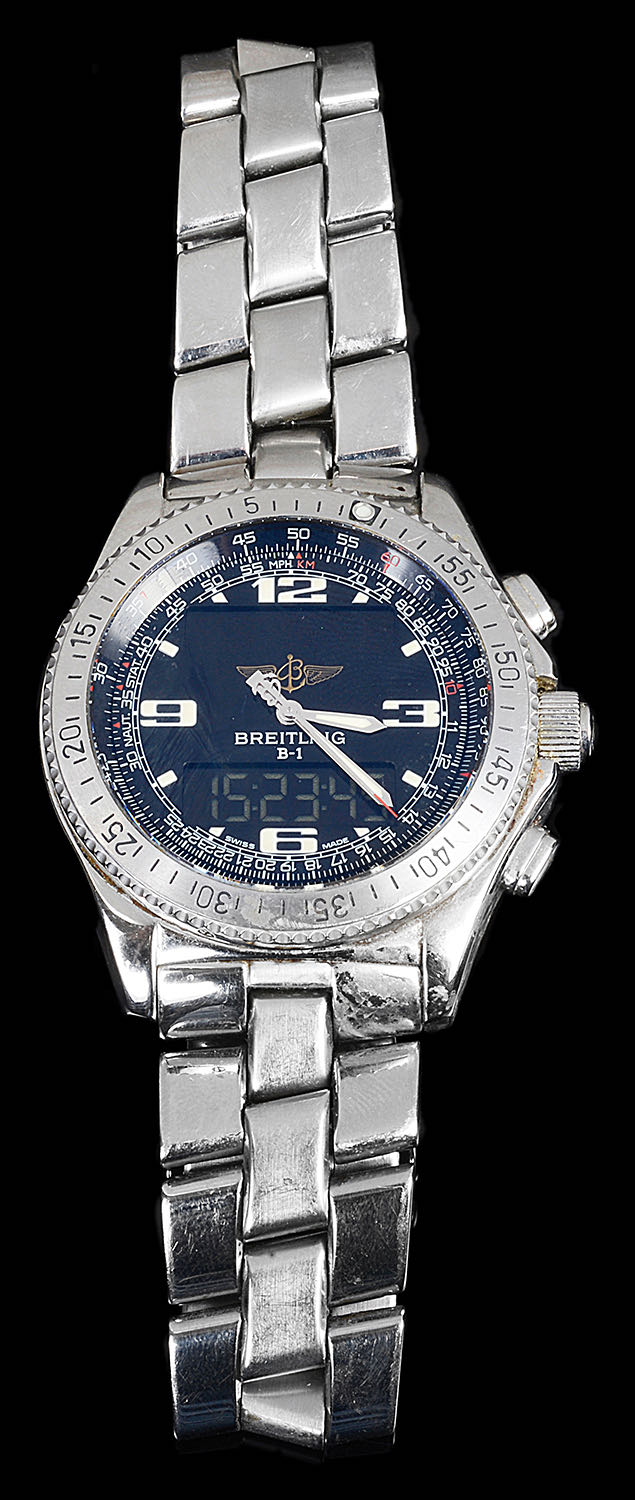 A gentleman's Breitling B-1 stainless steel chronograph wristwatch C.2000
