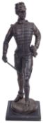 A contemporary bronze figure of a 19th century soldier