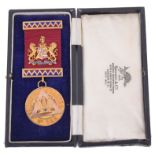 A 9ct gold and enamel Wellington Chapter No 548 Masonic medal