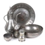 A collection of Islamic tinned copper metalware