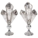 A pair of late 19th century German silver Hanau posy vases