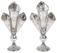 A pair of late 19th century German silver Hanau posy vases