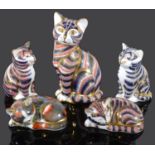 Five Royal Crown Derby Imari figures of cats