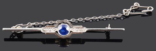 An Art Deco sapphire and diamond set bar brooch