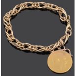 A 9ct gold fancy link bracelet with full sovereign