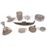 A collection of 19th century and later Continental small silver items