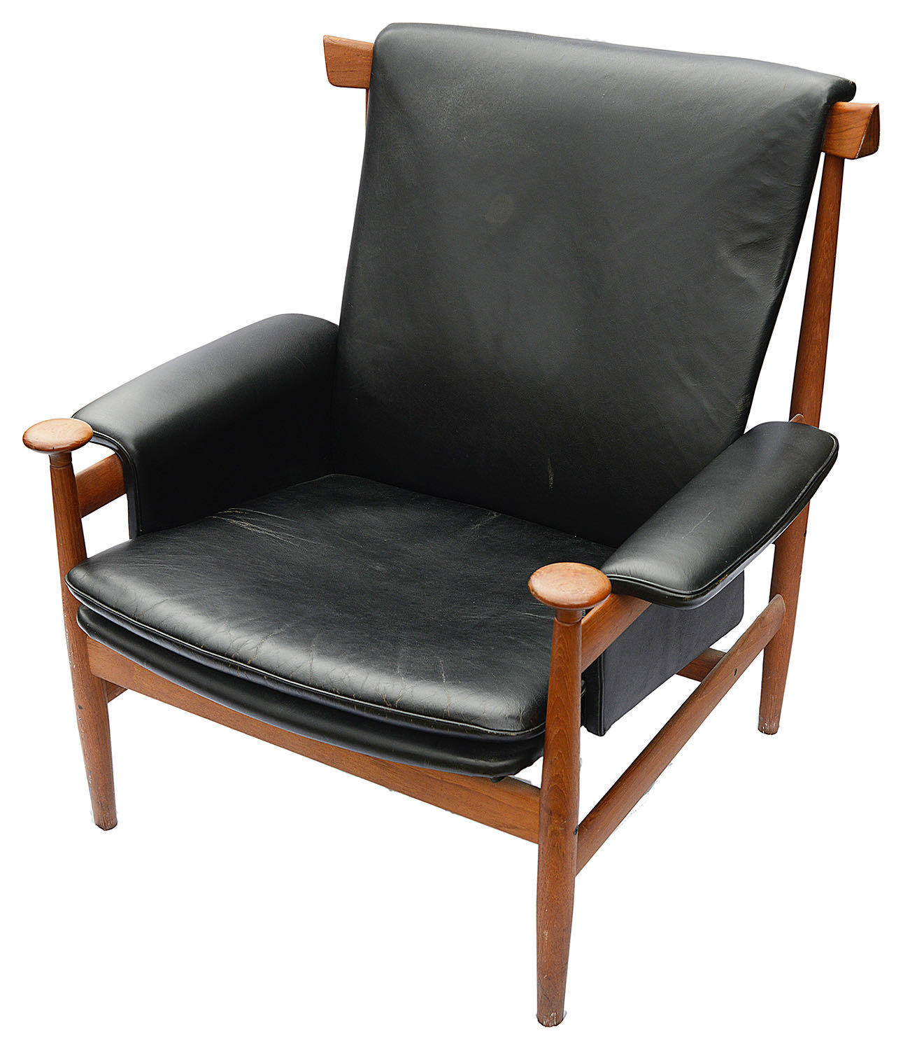 Finn Juhl (1912-1989) for France & Son No 152 "Bwana" teak and black leather lounge chair c.1962