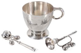 A mid 20th century silver christening mug