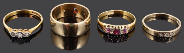 A 9ct gold ruby and diamond set gypsy style ring