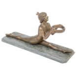 An Art Deco style bronze and marble effect resin sculpture of a dancer