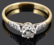 A delicate Continental single stone diamond set ring