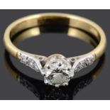 A delicate Continental single stone diamond set ring