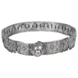 A Russian .875 silver and niello panel belt, c.1900