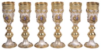 A set of six Cypriot silver gilt goblets