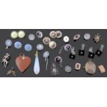 A collection of Georgian and later, diamond set and other buttons, pendants, clasps etc...