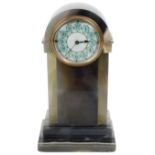 A Fr. Art Deco blue streaked grey veined agate desk clock