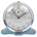 A 1950s Smith blue enamel alarm clock