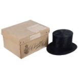 An early 20th century Gentleman's Christys' London Imperial black silk top hat