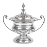 An Edward VII Neo Classical silver pot pourri vase and cover