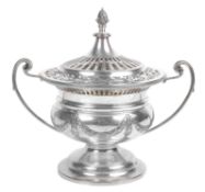 An Edward VII Neo Classical silver pot pourri vase and cover