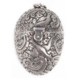 A Victorian silver egg shaped sewing etui