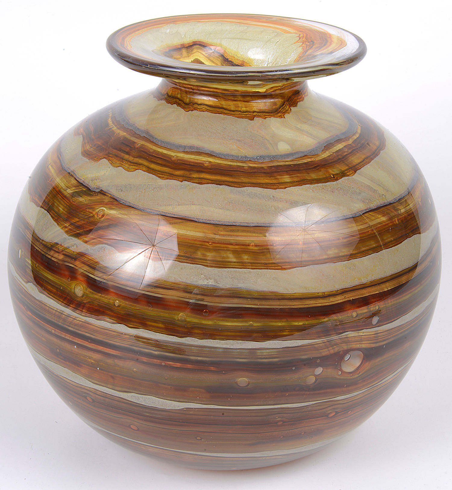 A large 1970s Isle of Wight Glass tortoiseshell banded vase - Bild 2 aus 2