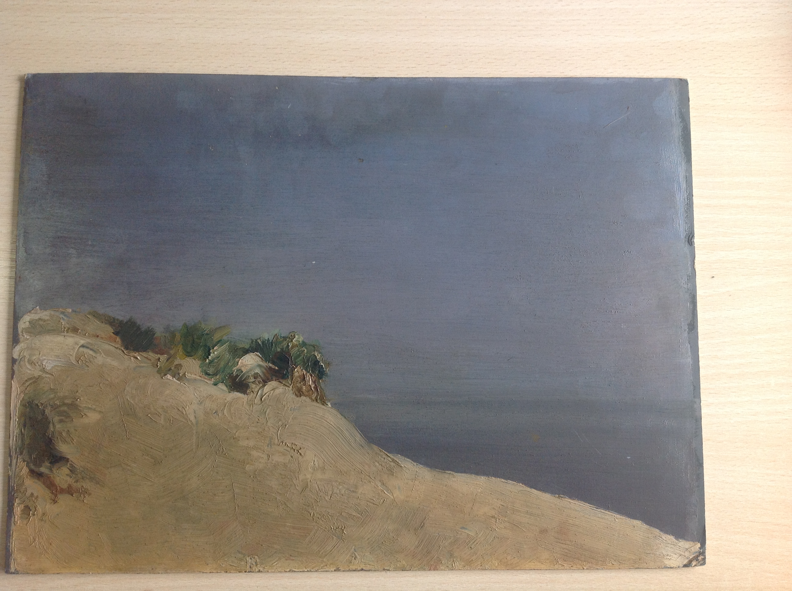 Late 19th c. Brit. School 'Sand dunes', oil on board - Image 2 of 4