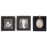 Early19th c. Brit. School portrait miniature of woman in regency dress