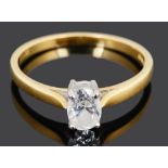 An unusual single stone good quality oval diamond set ring,