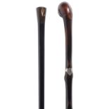 A Late Victorian horn and ebony walking cane