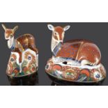 Two Royal Crown Derby deer Imari paper weights