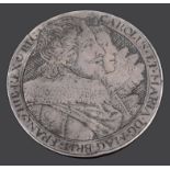An engraved silver counter King Charles I and Henrietta Maria