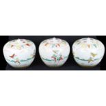 Three late 20th century Chinese famille verte porcelain ginger jars and covers