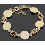 A Continental yellow metal 'coin' bracelet